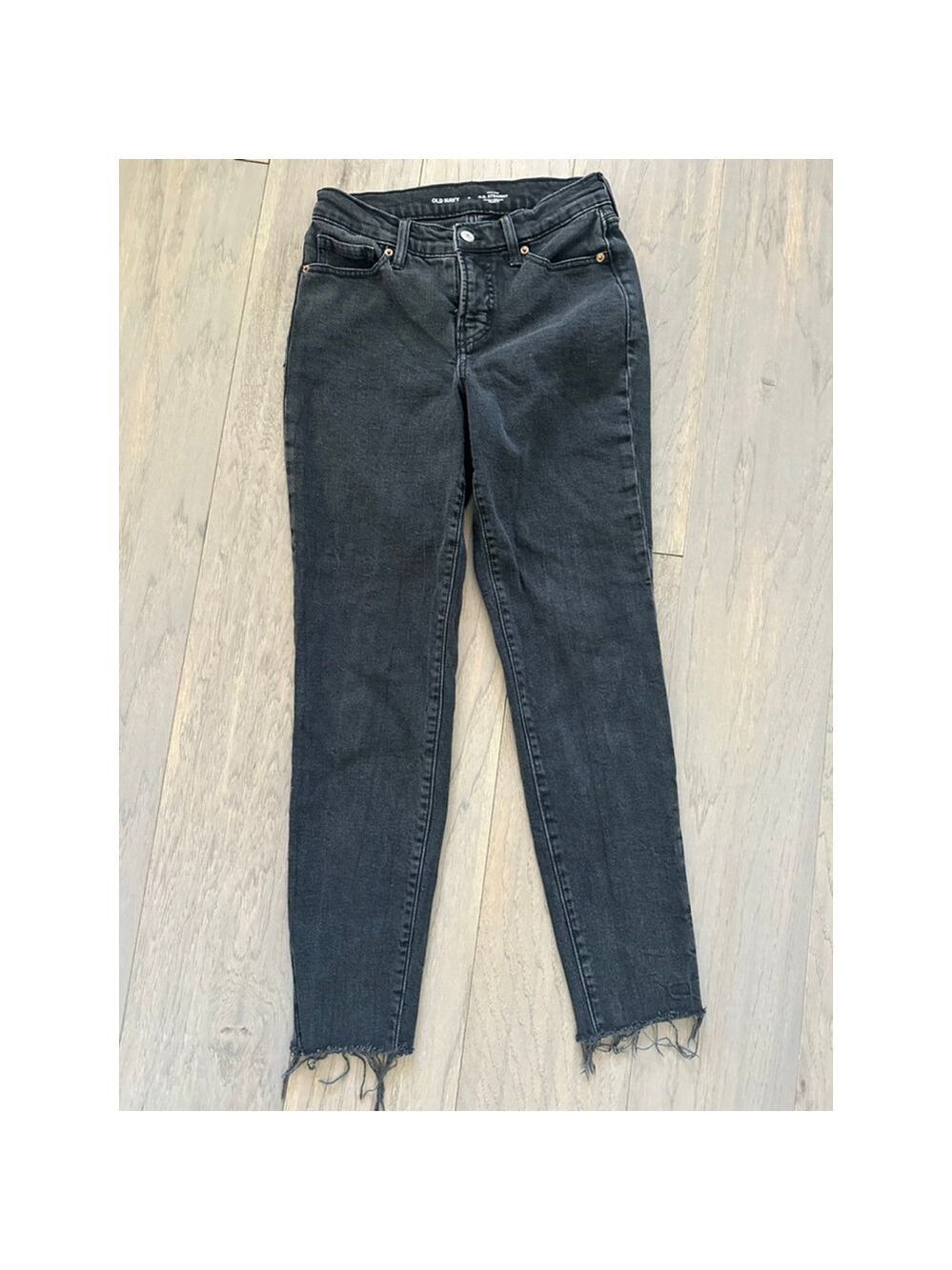 Old Navy Black High Rise Straight Leg Jeans Women's Size 0